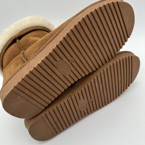 Monroe Fleece Lined Suede Boots Size 9 Womens Tan Slip-On Warm Comfortable - Picture 6 of 7